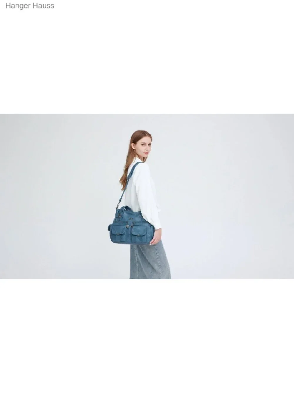 Large Hobo Tote Shoulder Bag PU Leather Multi-Pocket Women's Handbag
